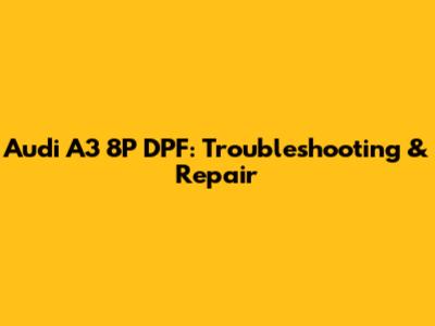 Audi A3 8P DPF: Troubleshooting & Repair